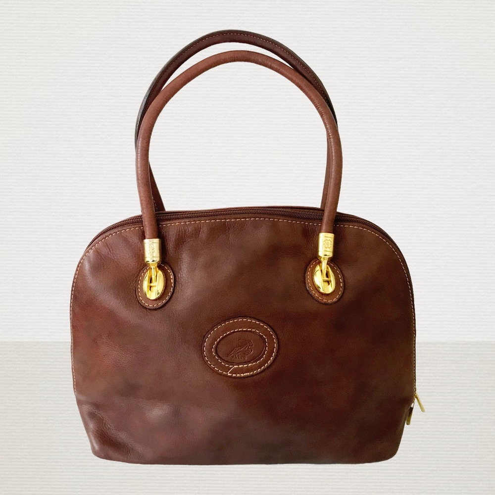 Brown Leather Vintage Top Handle Shoulder Bag, Made In Italy (NWOT)
